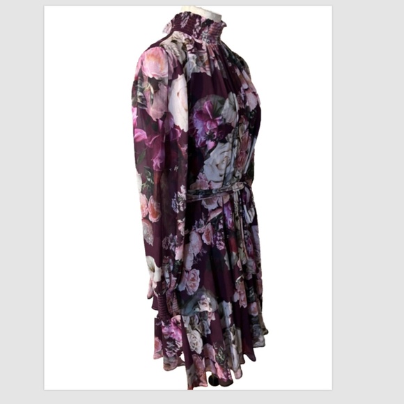 Alex Marie 14 Burgundy Plum Gray Long Sleeve Dress Stretch Career Church NEW - Picture 5 of 16